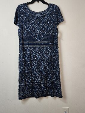 Adrianna Papell cap sleeve beaded Sequins dress Size 14W